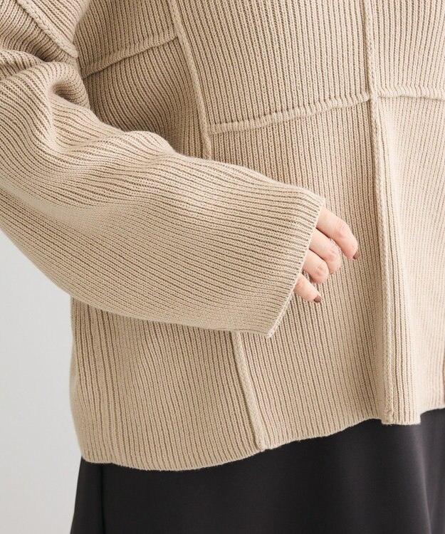 Green Parks リブ切替Ｖネックニットプルオーバー Light Beige