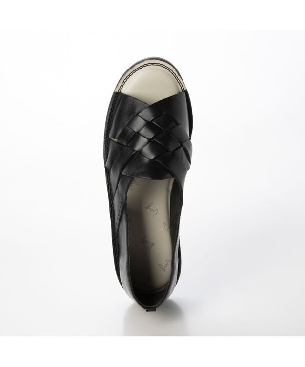 ing <ing>【サスティナブルシリーズ】編み込みデザインオープントゥシューズ ブラック