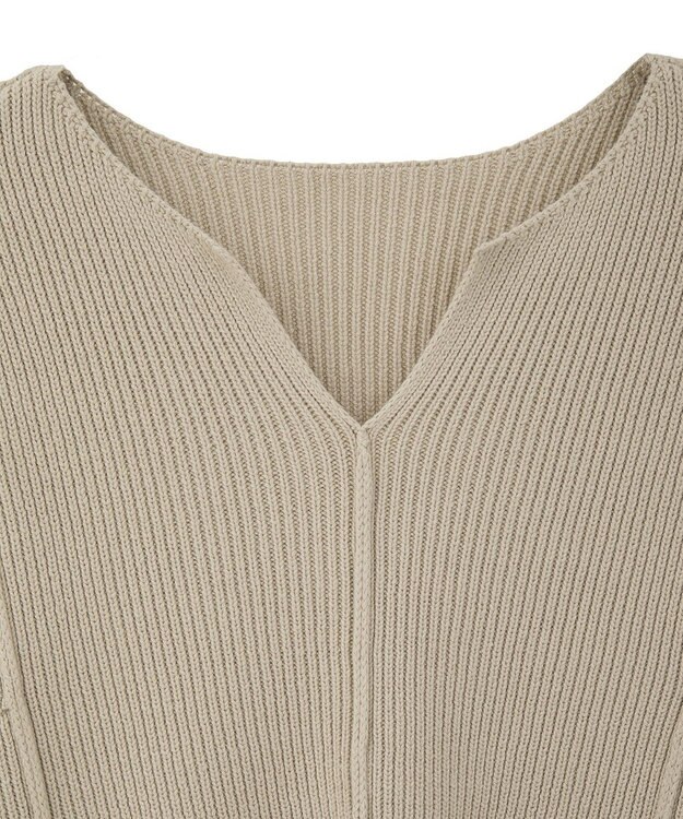 Green Parks リブ切替Ｖネックニットプルオーバー Light Beige