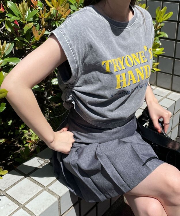 WEGO ヴィンテージウォッシュドロストデザインT グレーその他