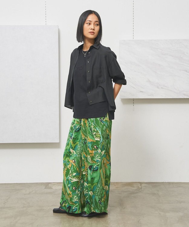 J.PRESS YORK STREET 【WOMEN】プリントリラックスワイドパンツ グリーン系5