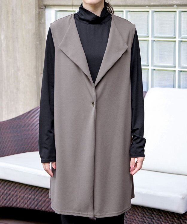 Tiaclasse 【洗える】バックタックロングジレ モカ