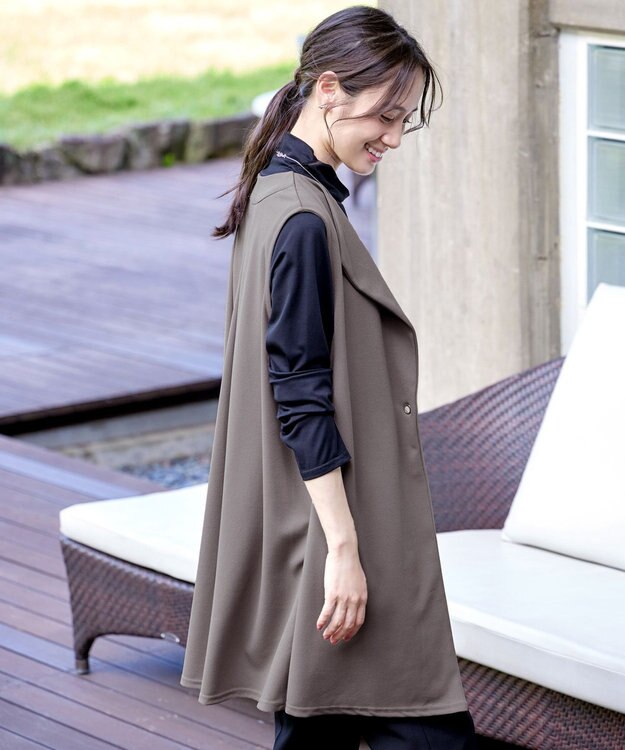 Tiaclasse 【洗える】バックタックロングジレ モカ