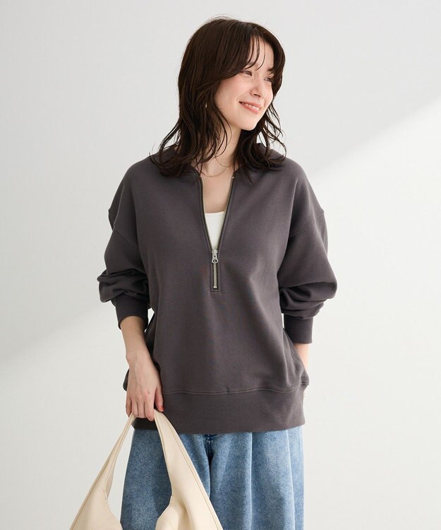 Green Parks ハーフＺｉｐ裏毛プルオーバー Charcoal Gray