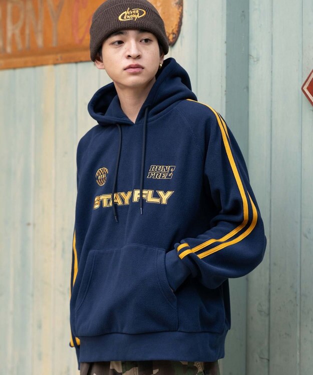 WEGO ラインフリースパーカー ネイビー