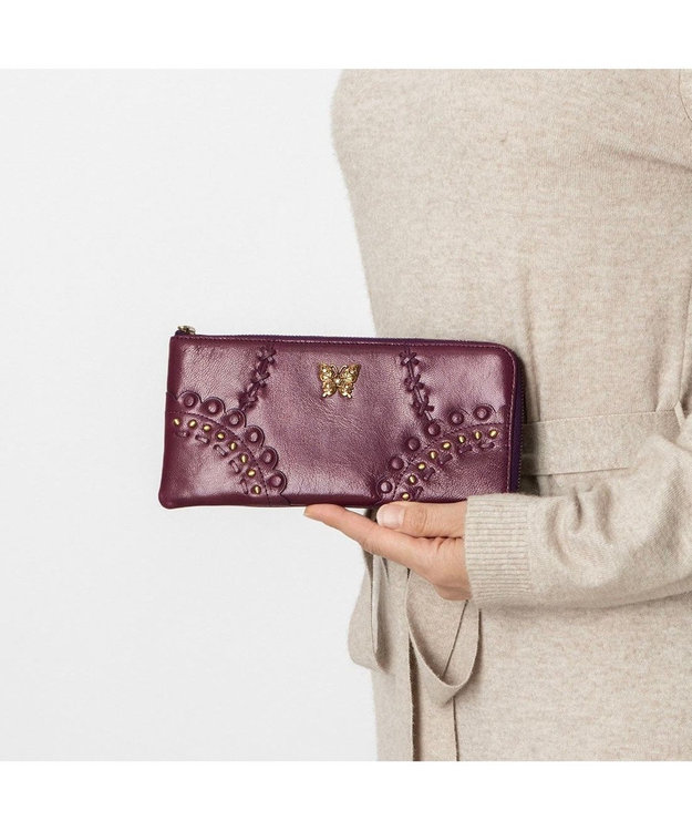 ANNA SUI マチルダ 薄マチ長財布 ワイン