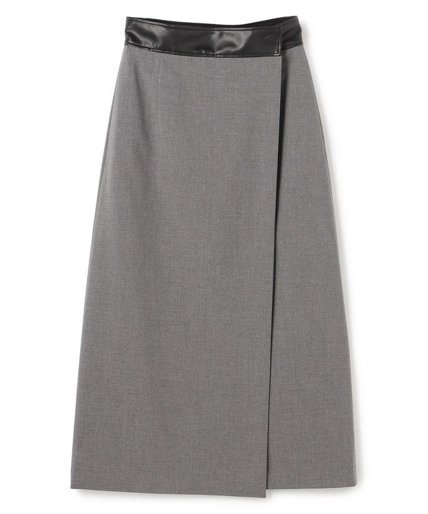 BEIGE， ZEPHYR / レザー切り替え ラップスカート Top Gray