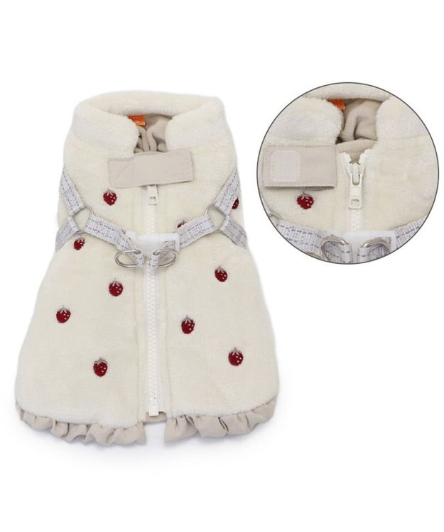 PET PARADISE ペットパラダイス 苺刺繍 アウターハーネス 小型犬 オフホワイト