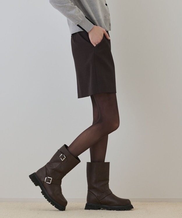 GRACE CONTINENTAL ウールギャバミニスカート ブラウン