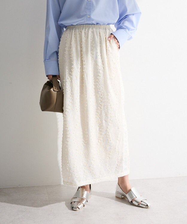 Green Parks ３Ｄレース刺しゅうスカート Ecru