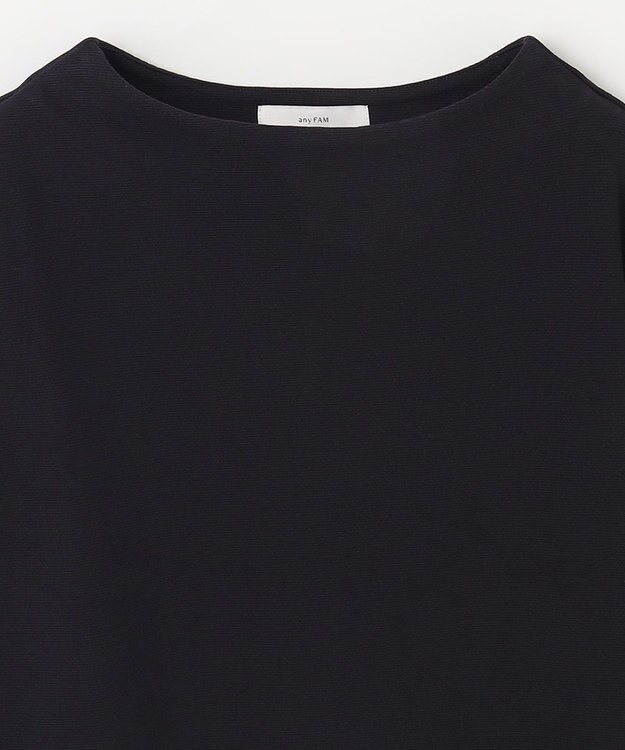 ANY 【洗える】異素材コンビ レイヤードトップス ブラック×ホワイト