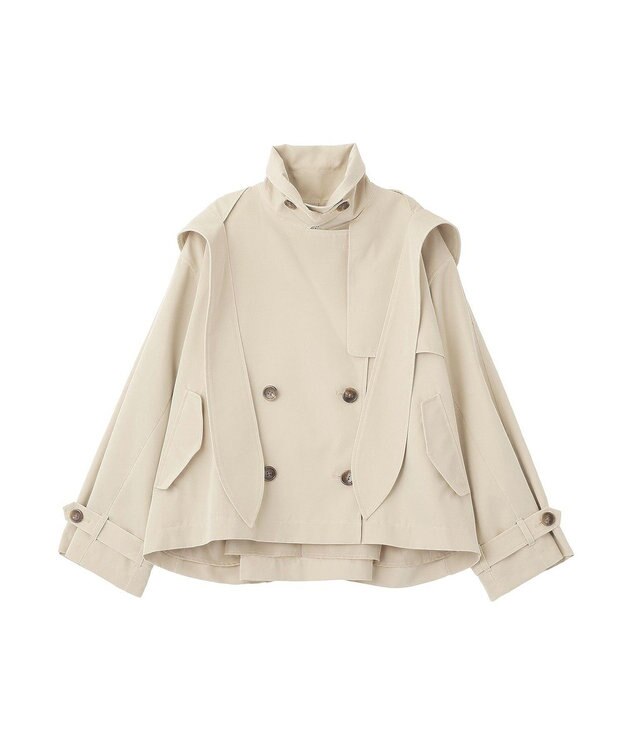 earth music&ecology 2WAYフードショートフレアトレンチ Beige