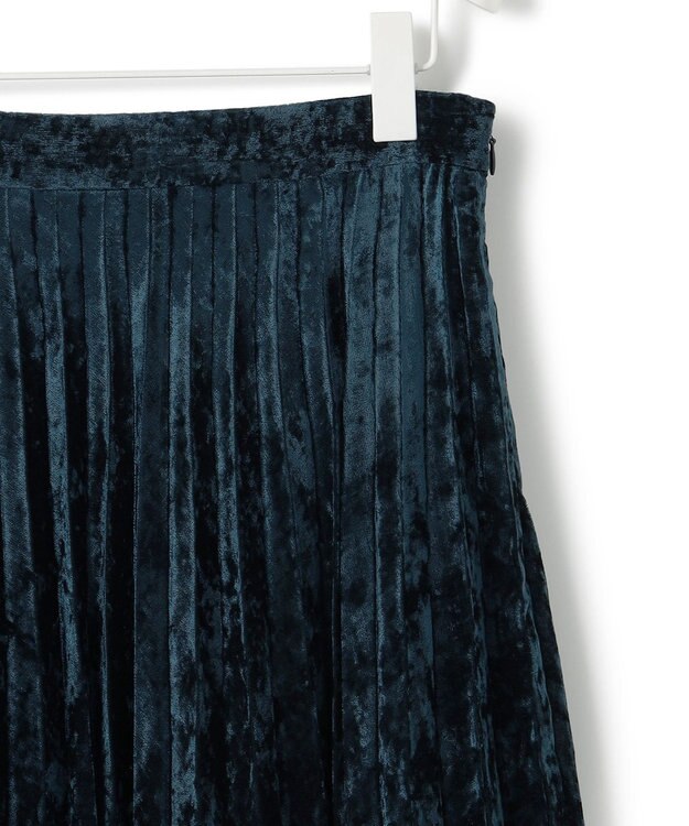 ICB 【洗える】 シアーベルベット プリーツスカート スレートブルー系