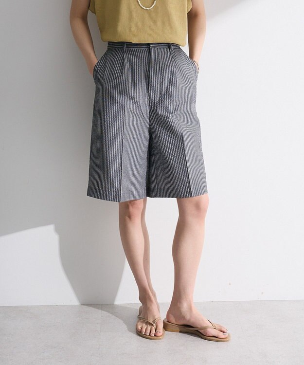 Green Parks ・ELENCARE DUE ストライプショートパンツ Black