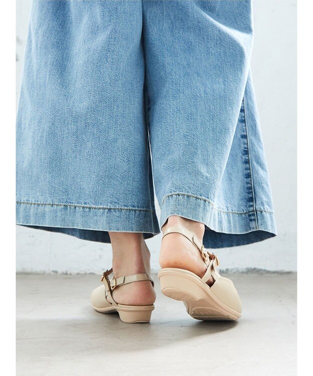 ASICS WALKING ペダラ フラット ヒール ストラップ レディース 3E ベージュ系