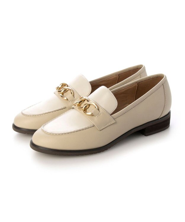 ing <ing>チェーンモチーフローファー アイボリーコンビ