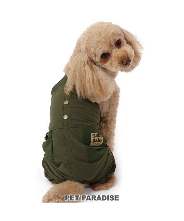 PET PARADISE ペットパラダイス オーバーオール ミリタリ カーキ 【小型犬】 カーキ