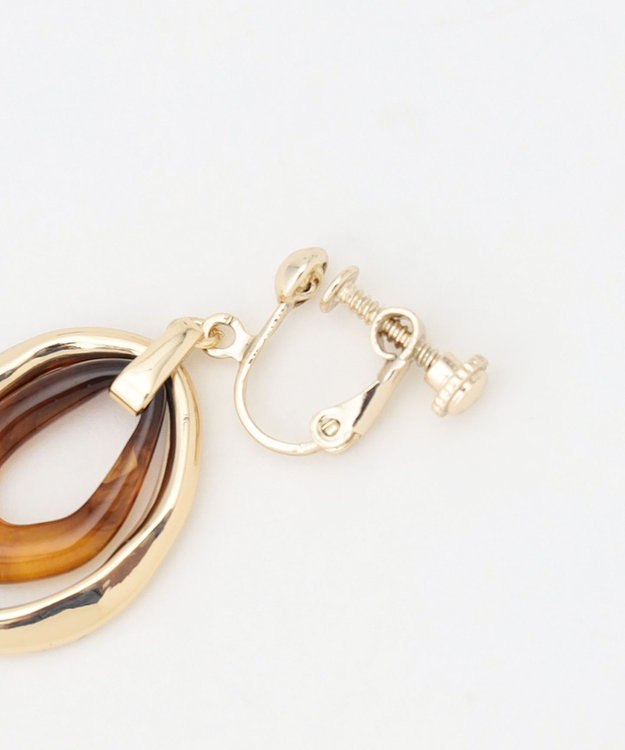 ANY SIS マーブルメタル イヤリング ライトゴールド×ベッコウ