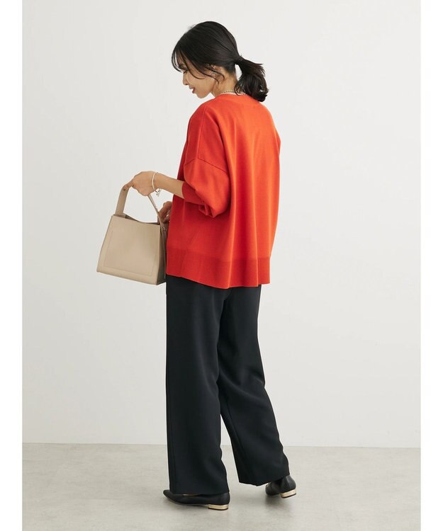 Green Parks 洗える　ステッチ入りＶネックカーディガン Red