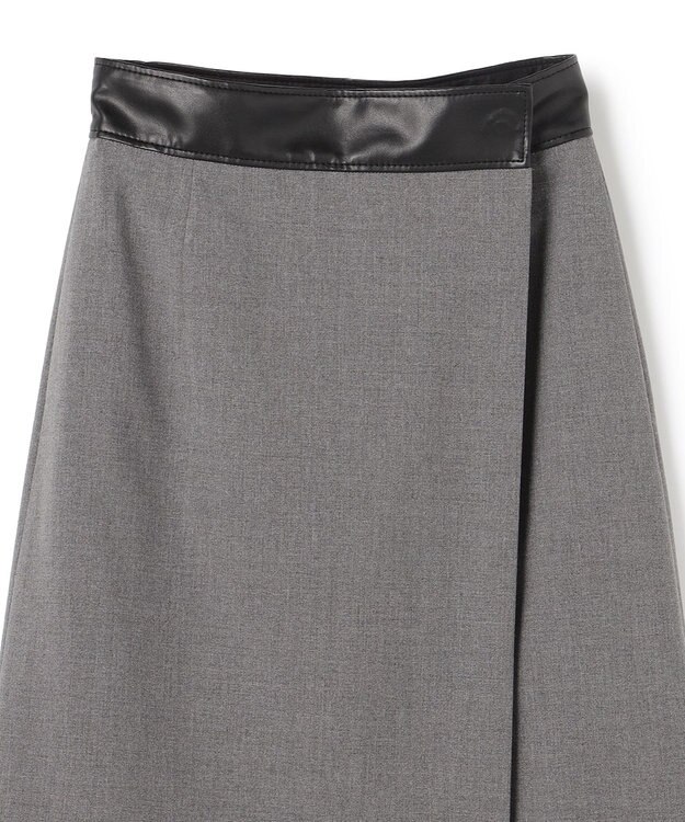 BEIGE， ZEPHYR / レザー切り替え ラップスカート Top Gray