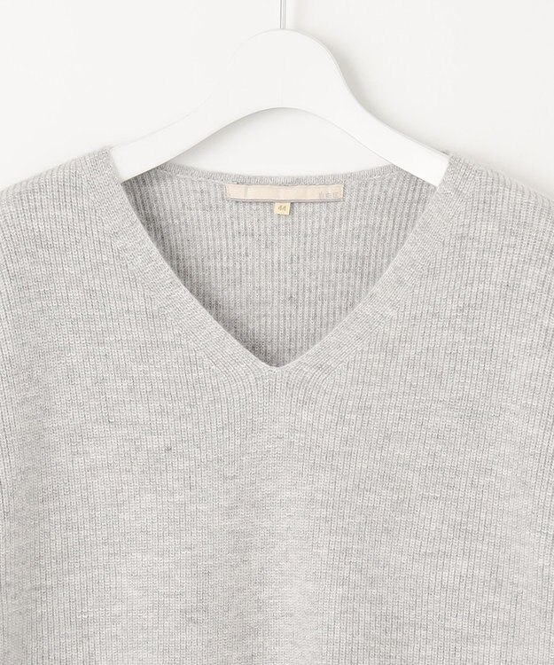 自由区 L 【洗える】シャイニールレックス Vネックニット ライトグレー系