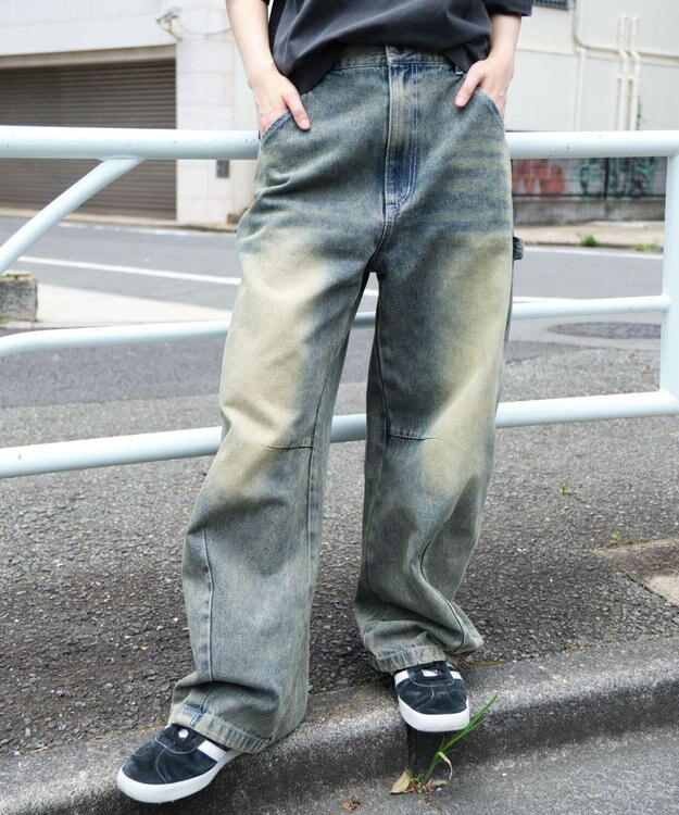 WEGO 【ユニセックス着用ITEM】イージーバレルレッグペインターパンツ デニム淡加工色