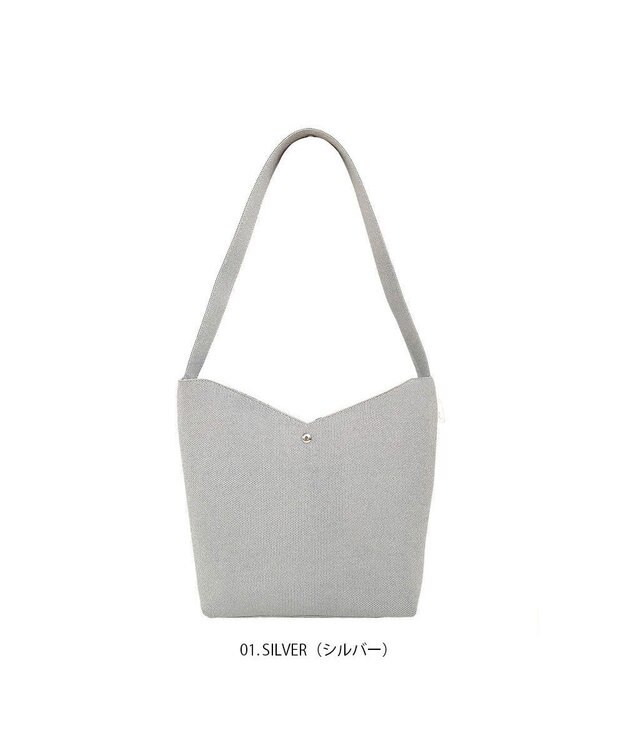 ROOTOTE 1301【ラメ糸ミックス-幾何学模様】LT.デリ.アミ.ニット-A 01：シルバー