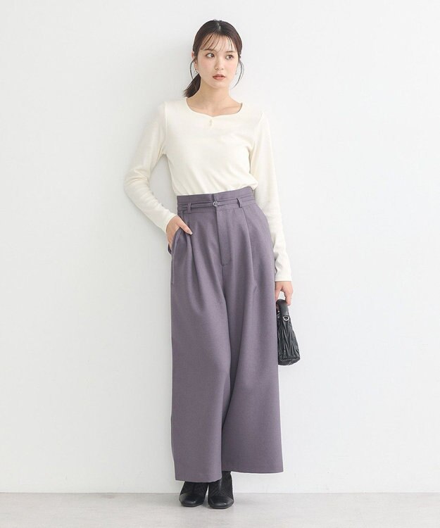 earth music&ecology ハートネックパールプルオーバー Ivory