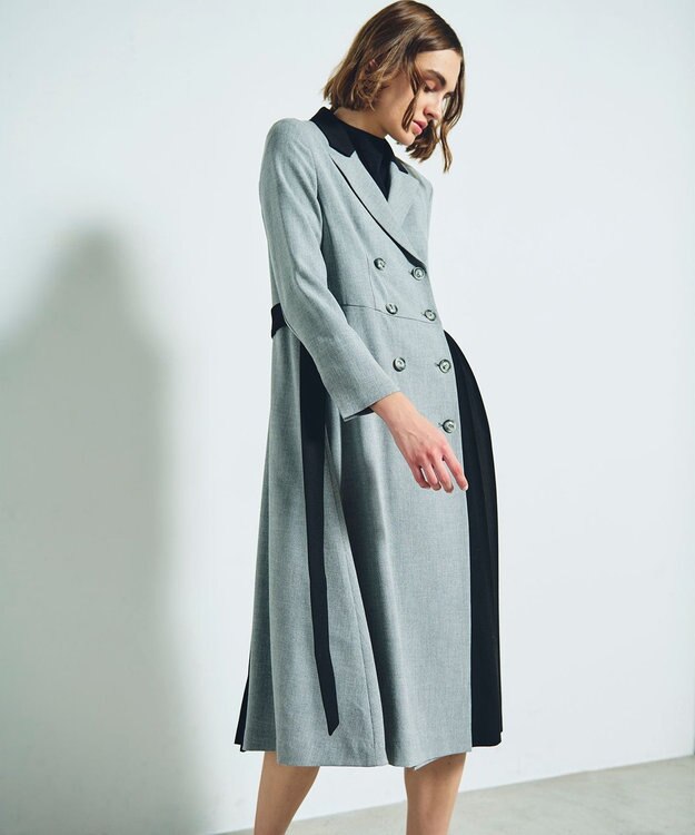 GRACE CONTINENTAL ウールタッチバイカラードレス グレー