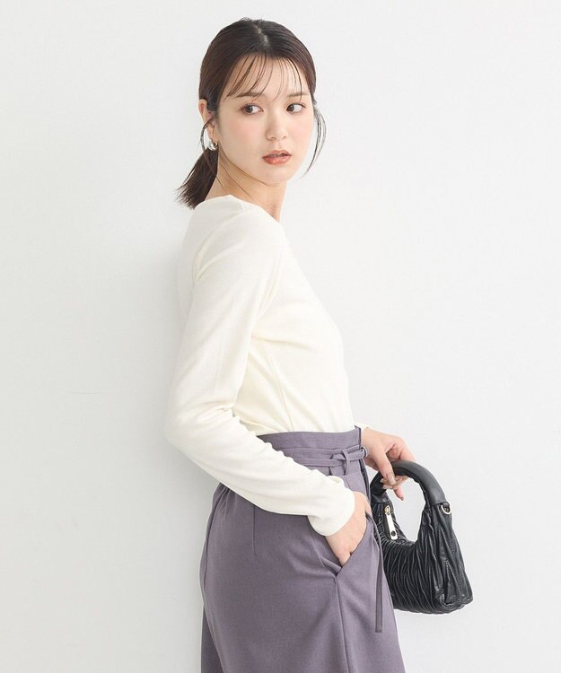 earth music&ecology ハートネックパールプルオーバー Ivory