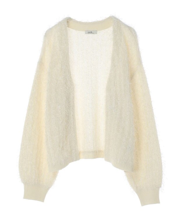 earth music&ecology ふさふさショートカーディガン Ivory
