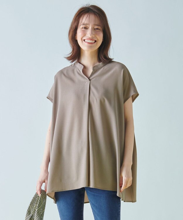 ANY 【洗濯機可】バックプリーツブラウス モカ