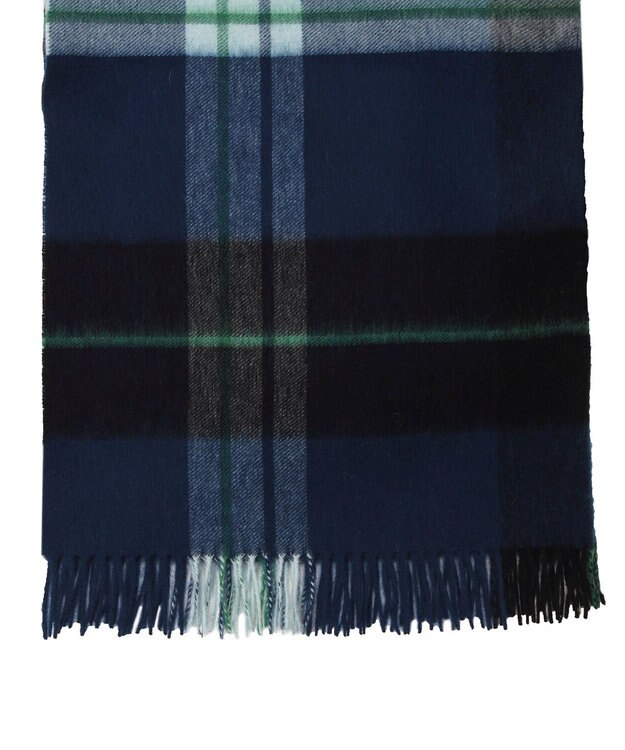 MOONBAT MACKINTOSH PHILOSOPHY ウール100%超大判チェックポンチョストール／幅70cm ネイビーブルー