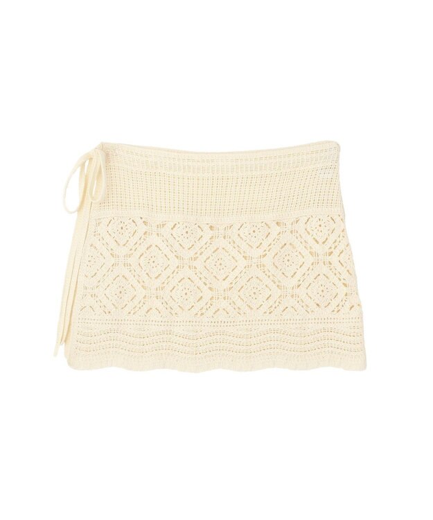 AMERICAN HOLIC クロシェニット巻きスカート Ivory