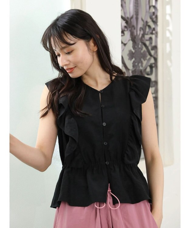 Green Parks ・ＳＵＧＡＲ　ＳＰＯＯＮ　２ｗａｙペプラムブラウス Black