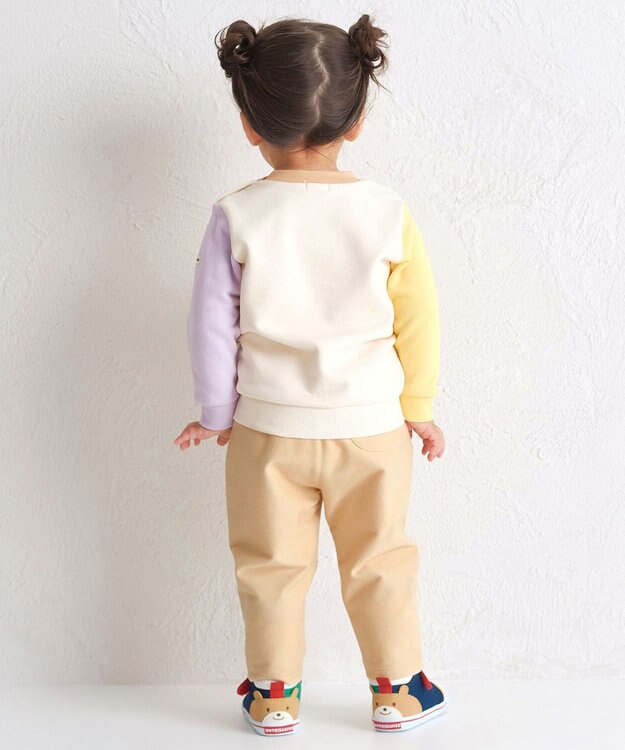 MIKI HOUSE HOT BISCUITS 【70-120cm】【Everyday Series】ワンポイント くすみカラー裏毛パイルトレーナー アイボリー