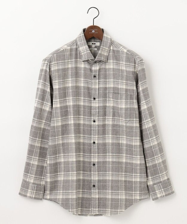 JOSEPH ABBOUD 【キングサイズ・オーガニックコットン】ビッグチェック フランネルシャツ ライトグレー系4