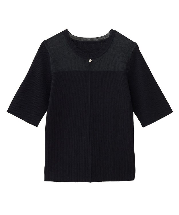 earth music&ecology シアーヨークニットプルオーバー Black