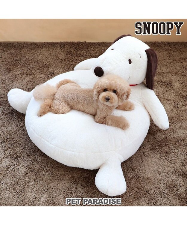 PET PARADISE 【ネット店限定 再入荷】 スヌーピー おなか デラックスクッション 100×51㎝ ホワイト