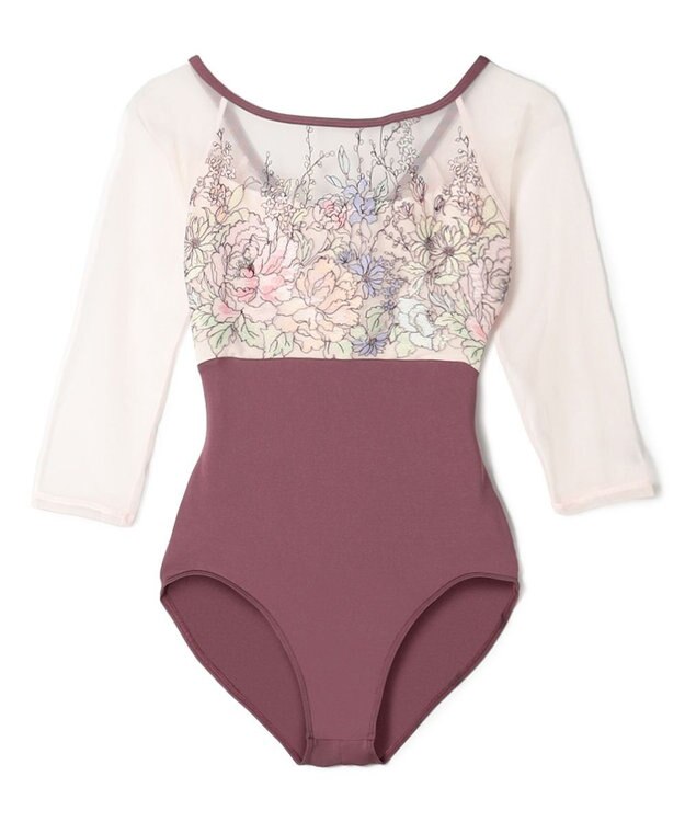 Chacott ６分袖レオタード グレイッシュライラック