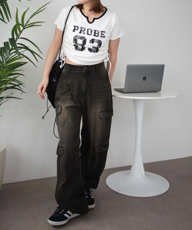 WEGO キーネックサイドレースアップちびT 柄3