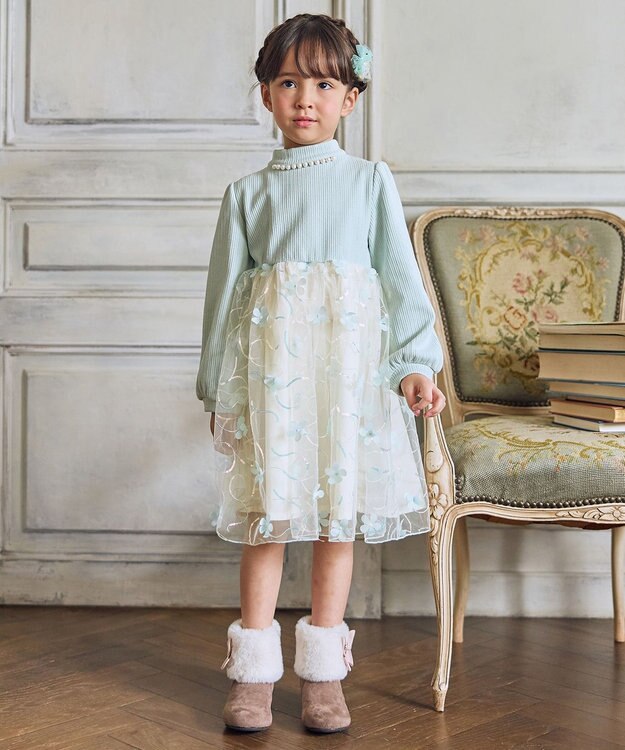 ANY KIDS フラワーチュール ドッキングワンピース ミント