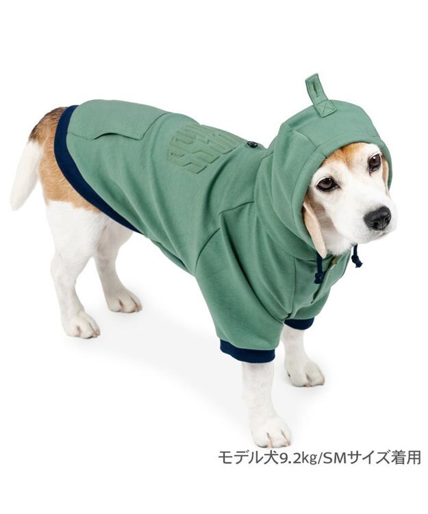 PET PARADISE J.PRESS エンボス ロゴパーカー 中型犬 大型犬 ライトカーキ