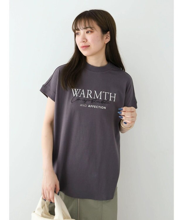 Green Parks フレンチスリーブ筆記体刺繍ロゴプルオーバー Charcoal Gray