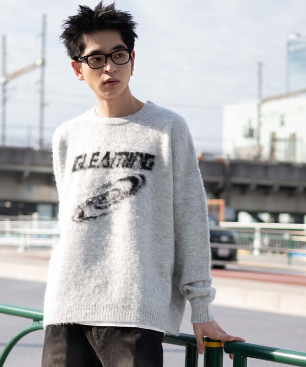 WEGO 【ユニセックス着用ITEM/MLサイズ展開】シャギーグラフィックプルオーバー グレー