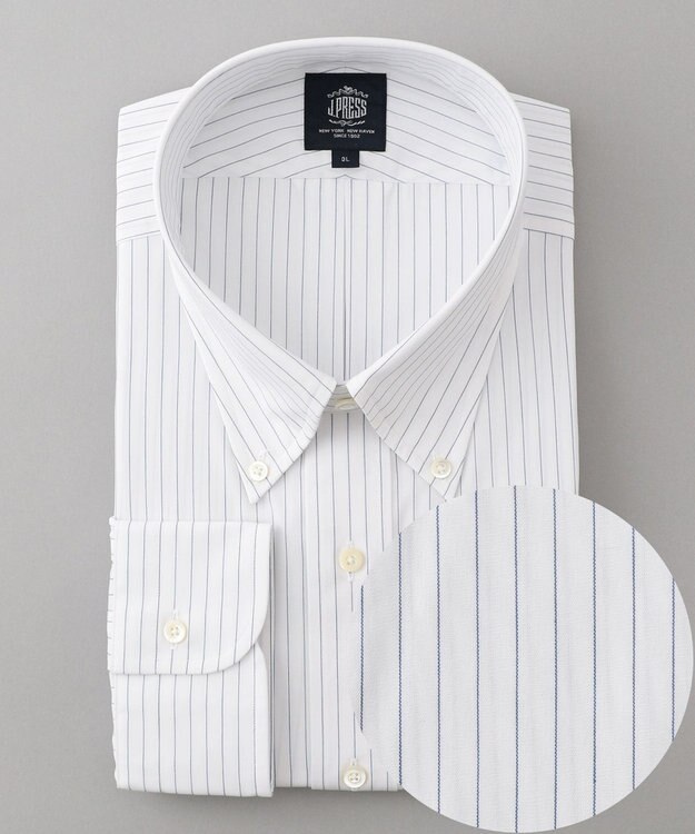 J.PRESS MEN 【KING SIZE】【PREMIUM PLEATS / 形態安定】ペンシルストライプ シャツ / B.D. ブルー系1