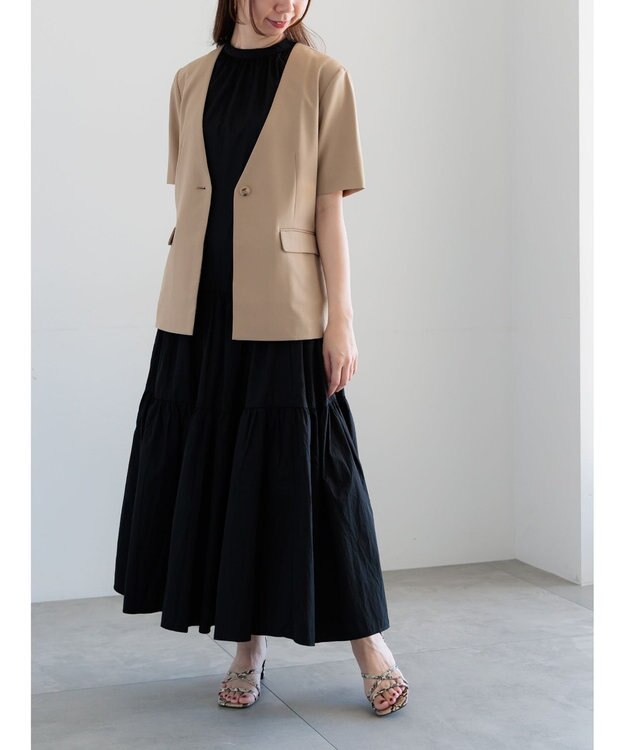 Te chichi 麻調Yカラージャケット ベージュ