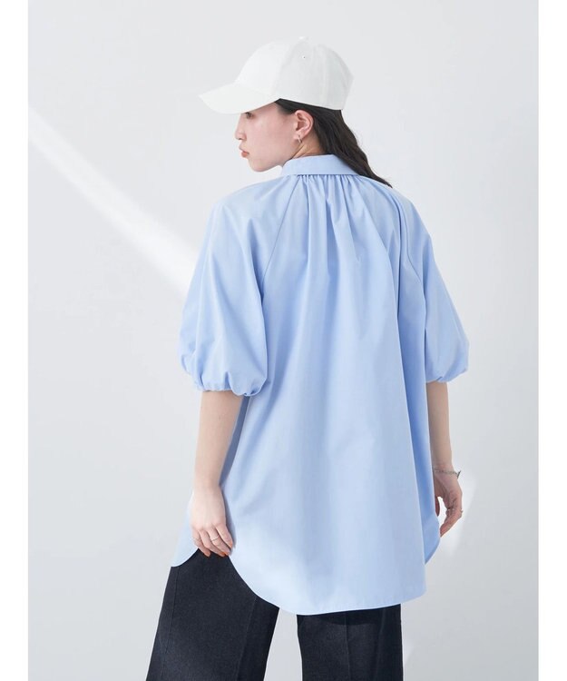 earth music&ecology パフスリーブチュニックブラウス Sax