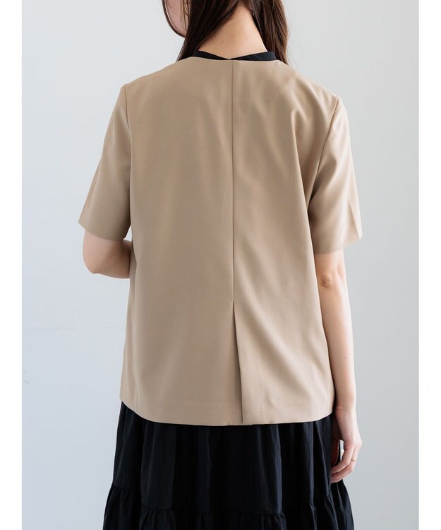 Te chichi 麻調Yカラージャケット ベージュ