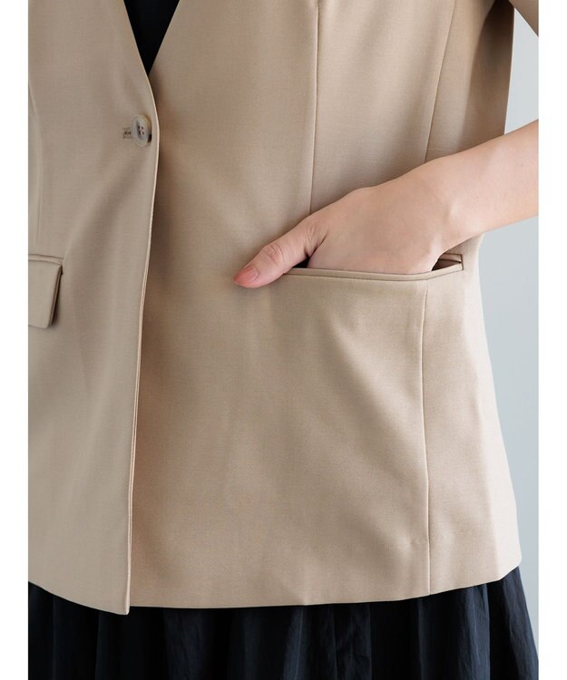 Te chichi 麻調Yカラージャケット ベージュ